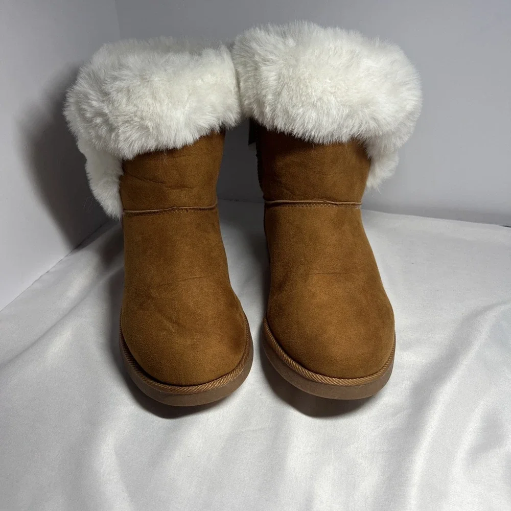 Juicy Couture King Brown Cognac Faux Fur Winter Boots Size 7.5